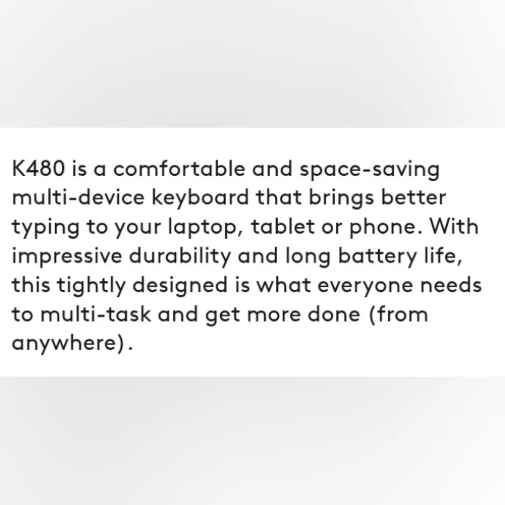 Logitech Multi-Device K480 Bluetooth Keyboard - Black
